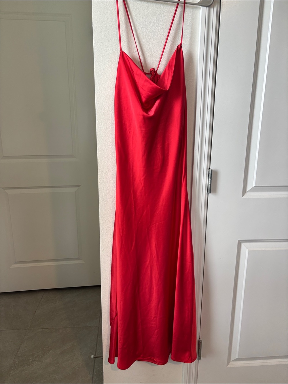 Old Navy Red Satin Strapless Slip Dress with Cowl Neck